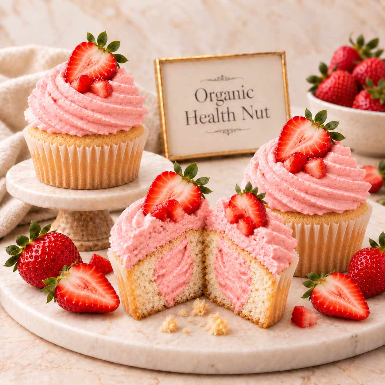 Strawberry Vanilla Stuffed Cupcake